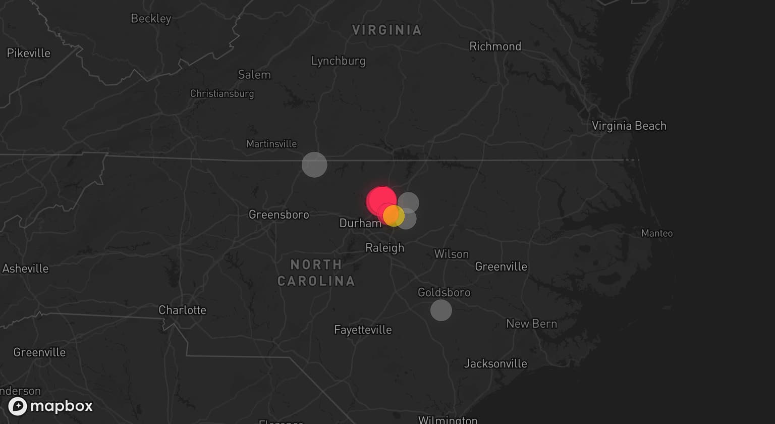 Storm map for 4 areas across North Carolina