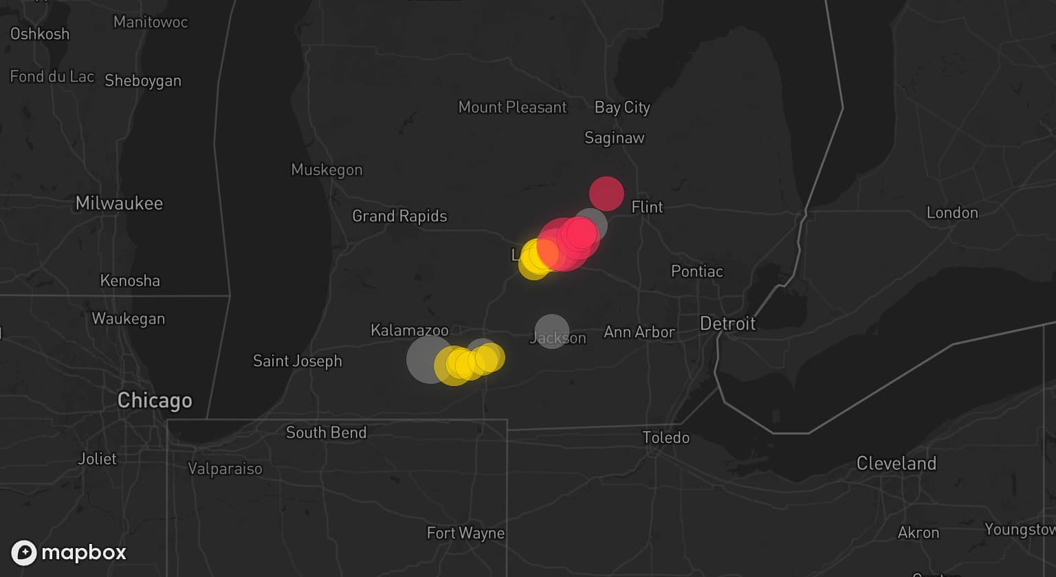 Storm map for 5 areas across Michigan