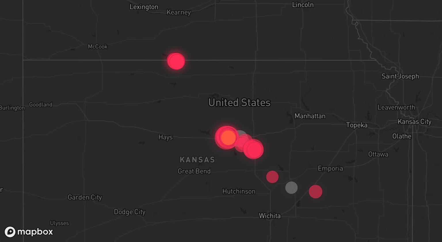 Storm map for 2 areas across Kansas