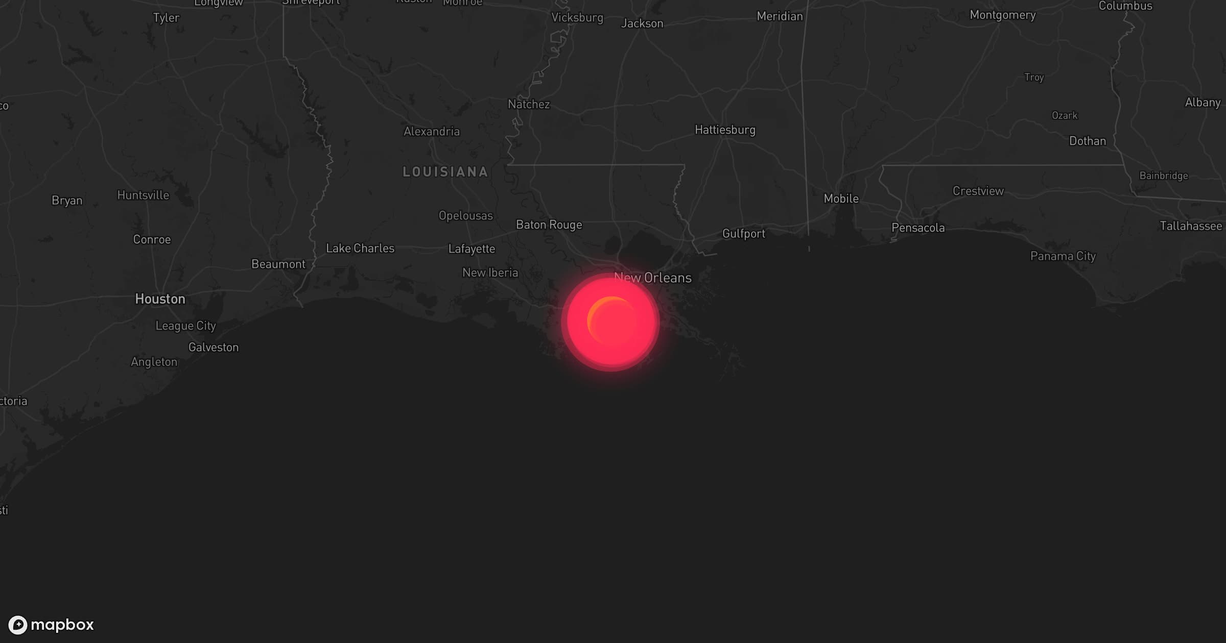 Storm map for the Lafourche County, LA area