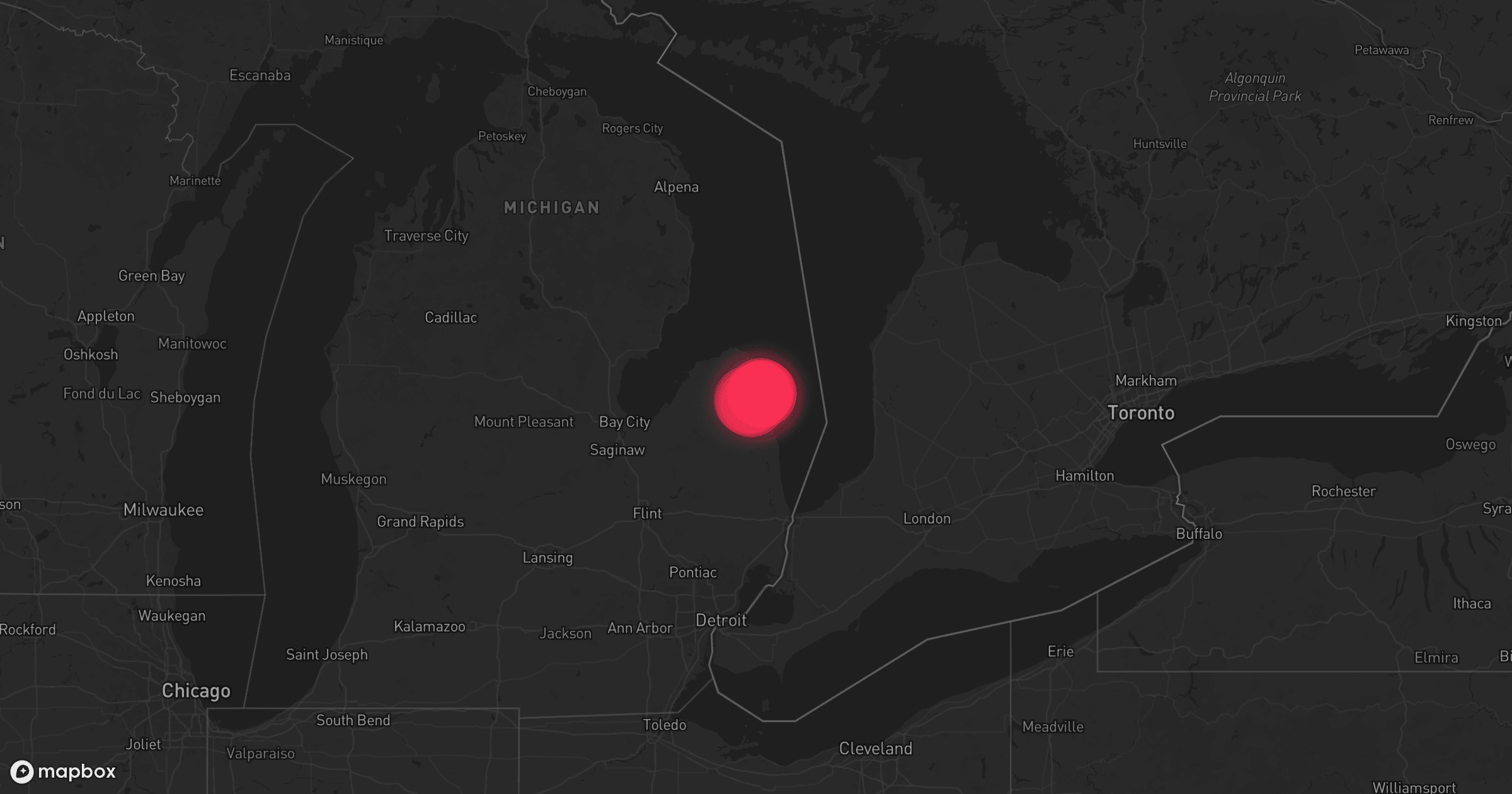 Storm map for the Huron County, MI area