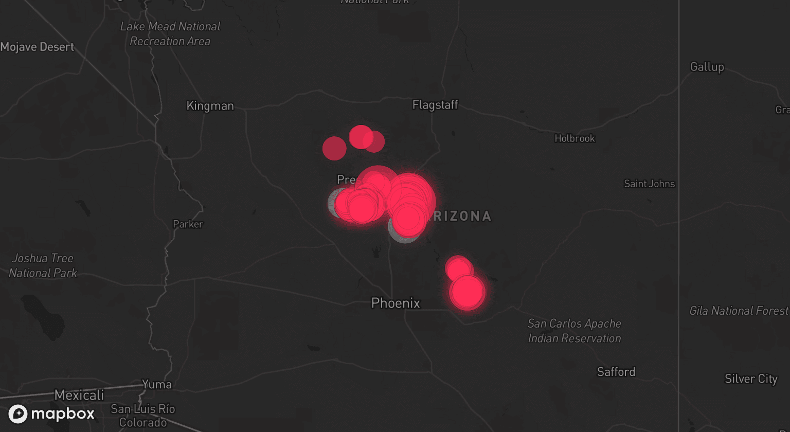 Storm map for 6 areas across Arizona