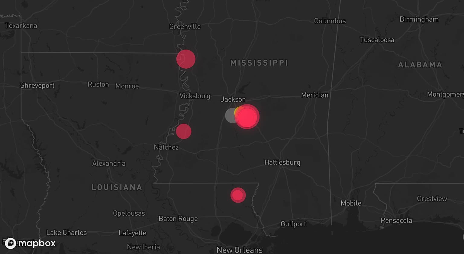 Storm map for the Rankin County, MS area