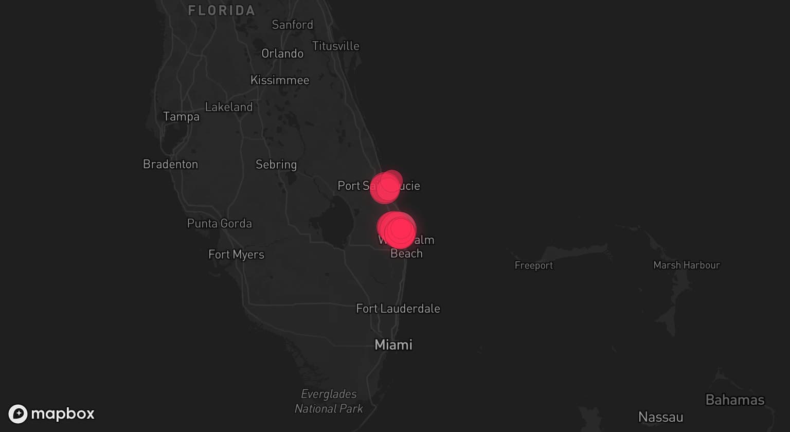 Storm map for 2 areas across Florida