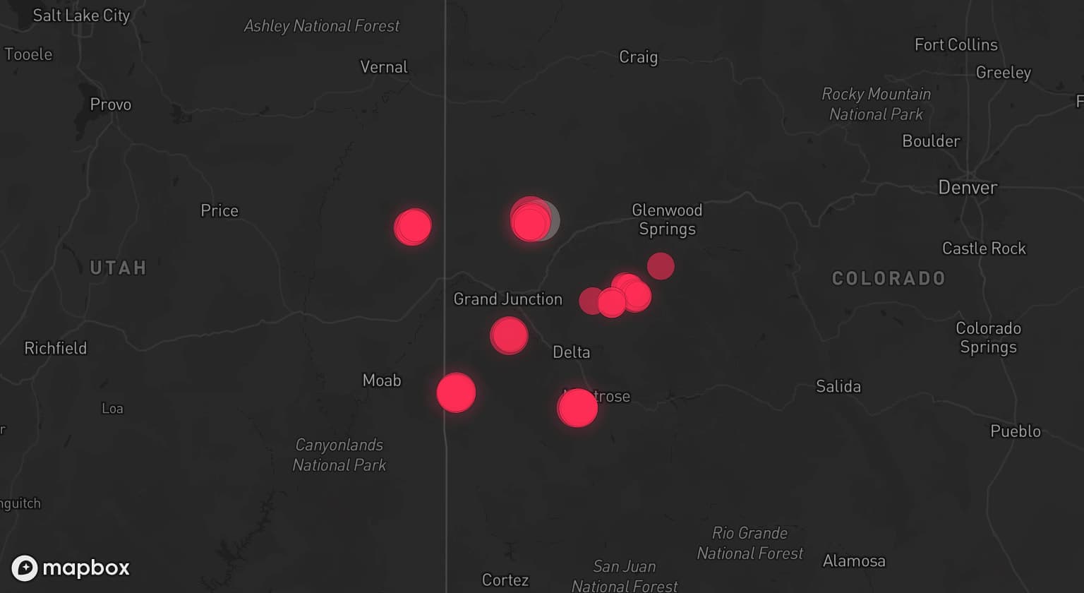 Storm map for the Garfield County, CO area