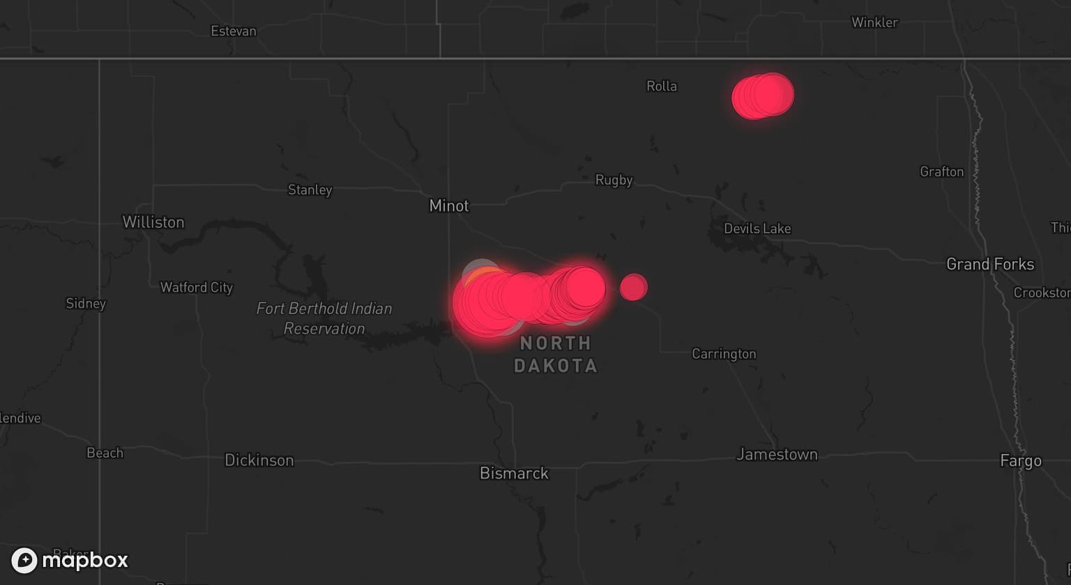 Storm map for 3 areas across North Dakota