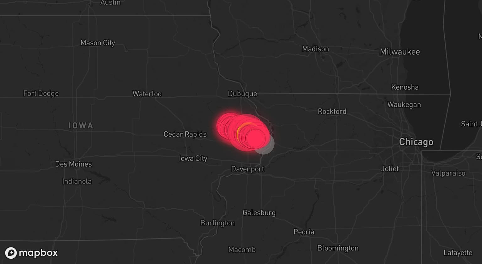 Storm map for 2 areas across Iowa