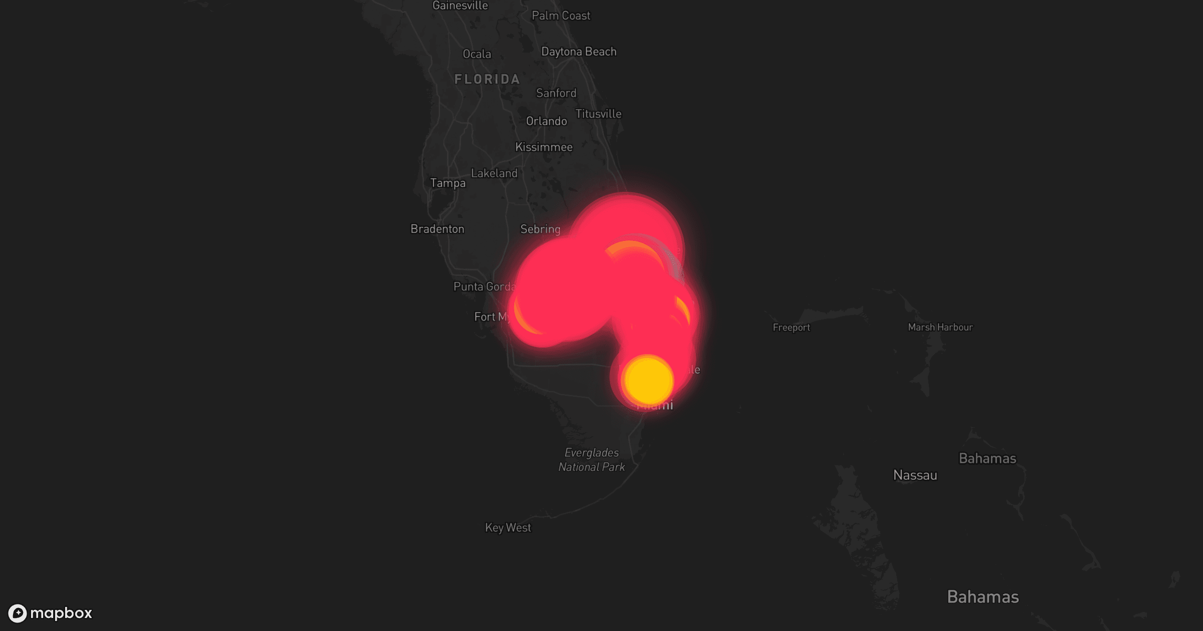 Storm map for 13 areas across Florida