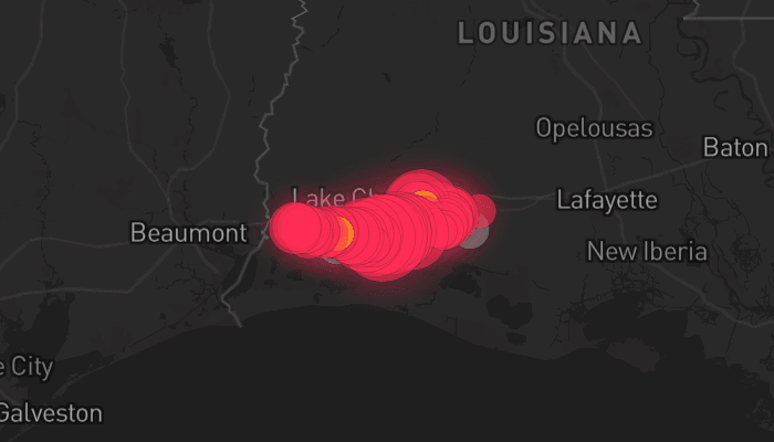 Storm map for 3 areas across Louisiana