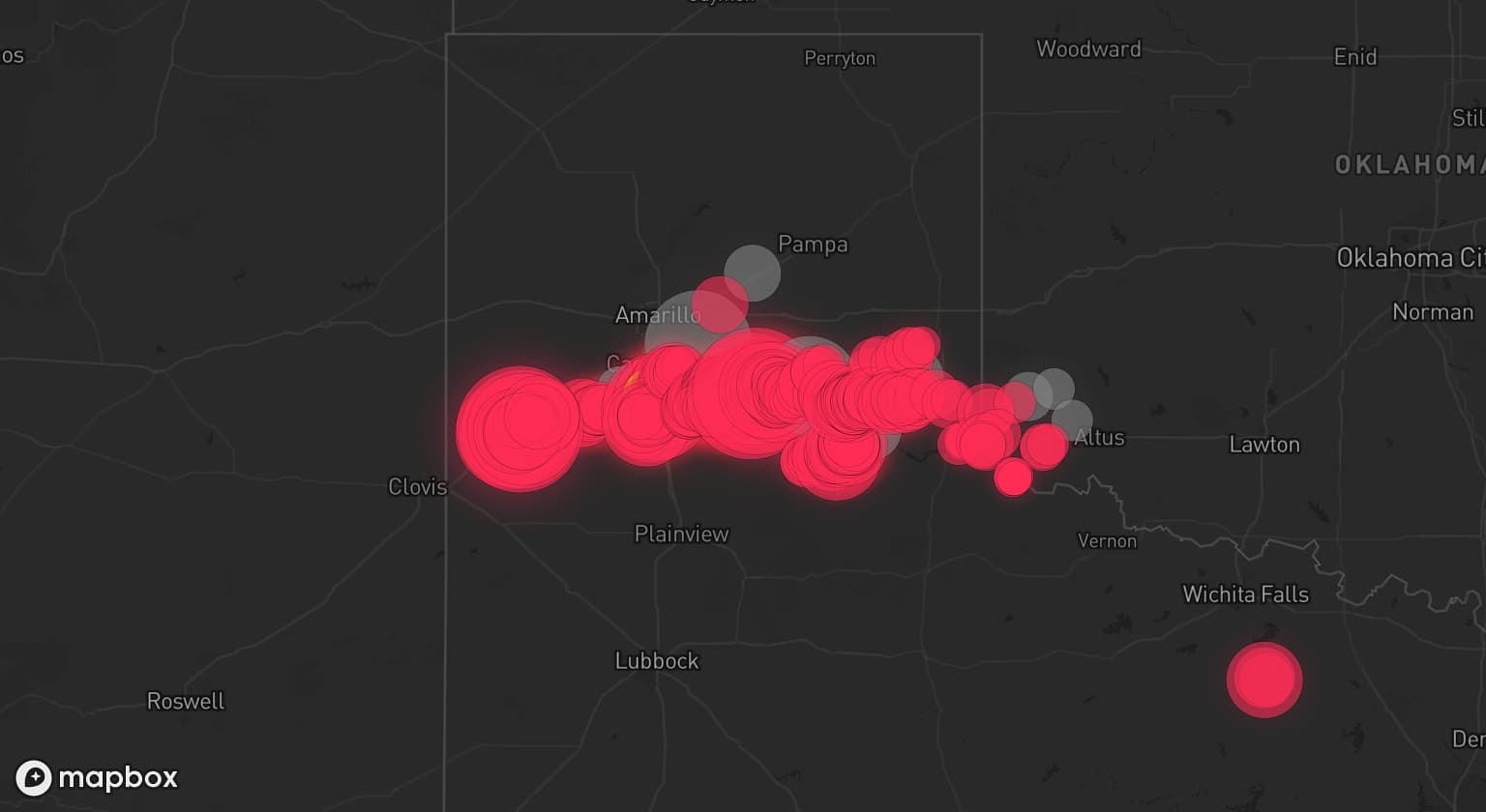 Storm map for 9 areas across Texas and Oklahoma