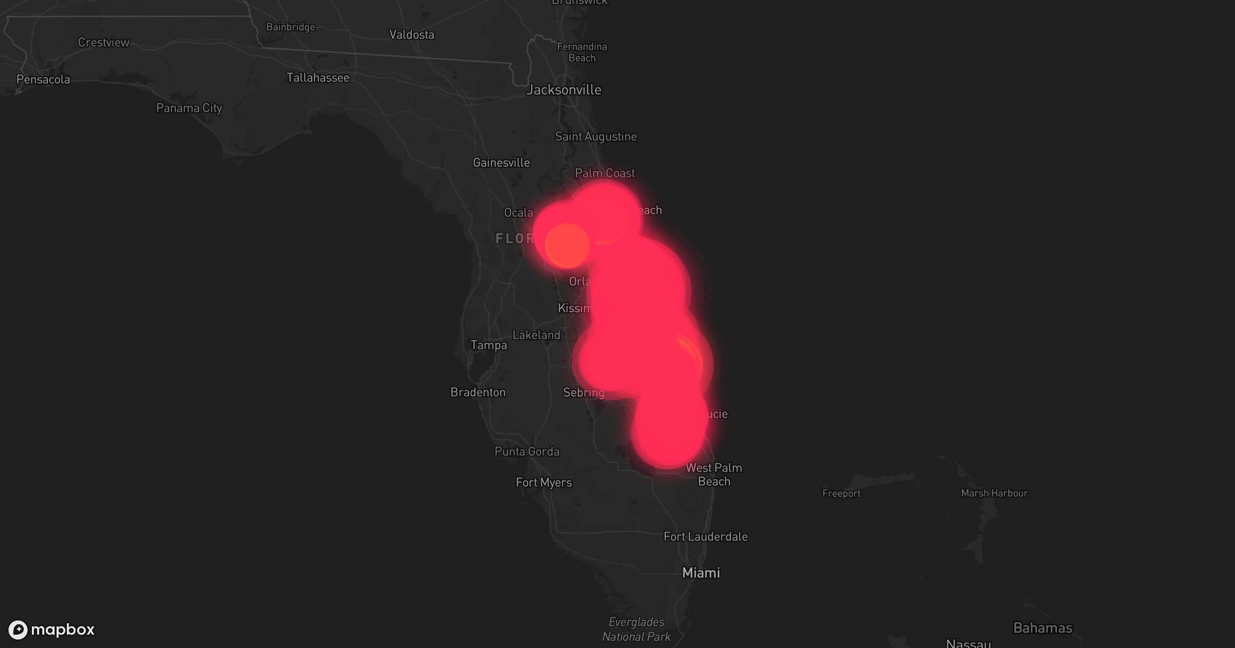 Storm map for 12 areas across Florida