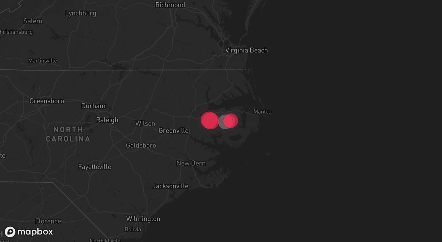Storm map for the Tyrrell County, NC area