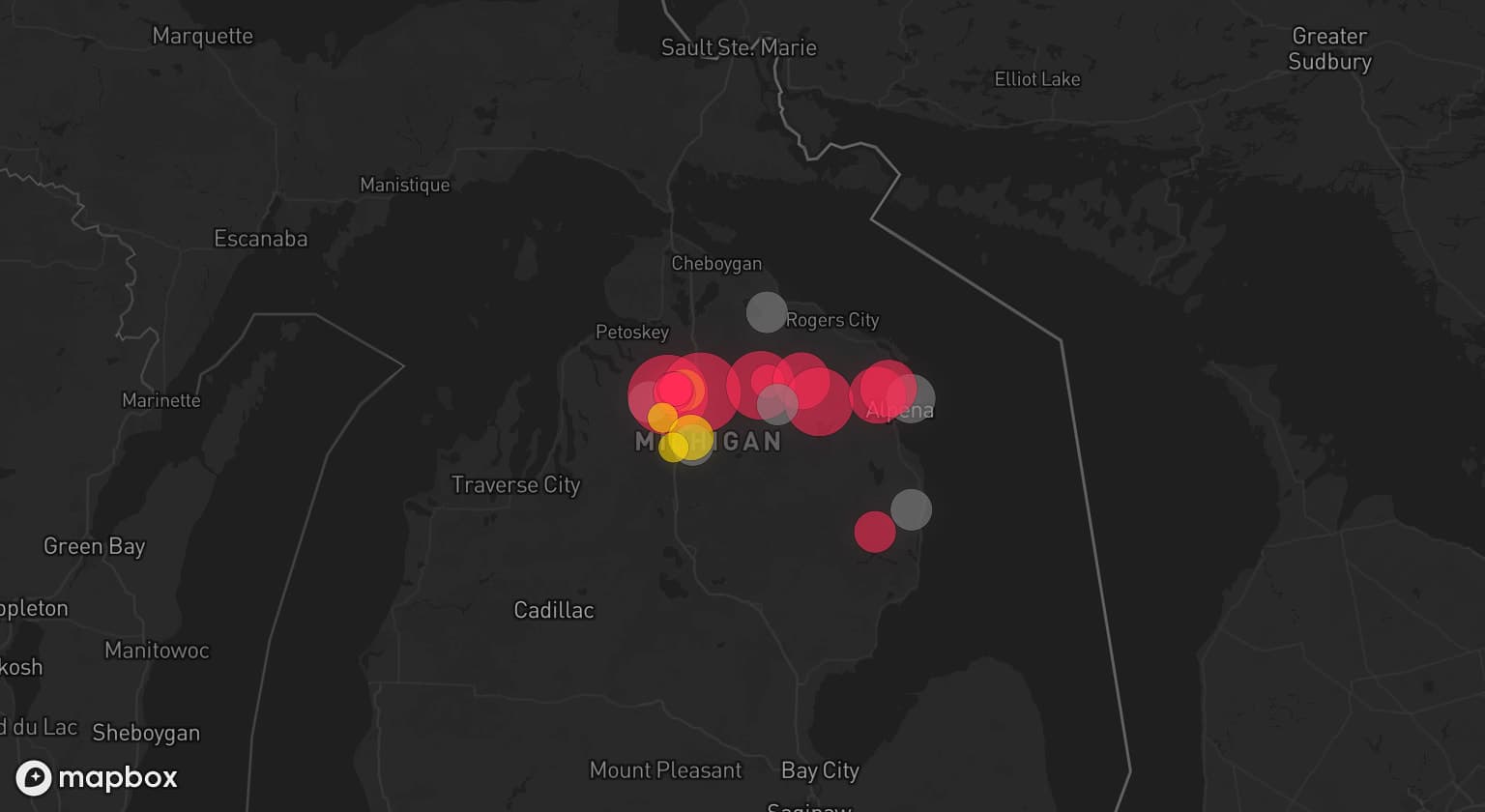 Storm map for 6 areas across Michigan
