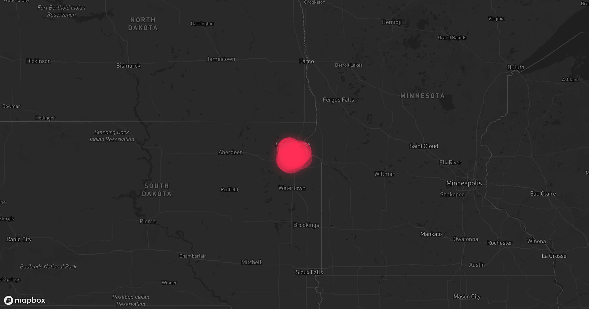 Storm map for 12 areas across Minnesota and South Dakota