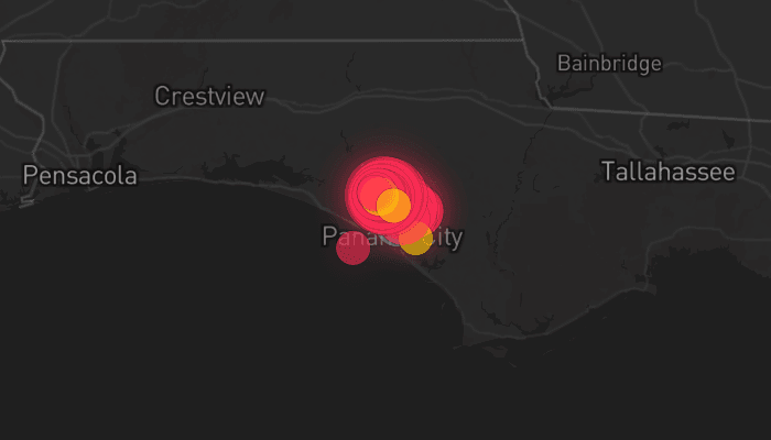 Storm map for the Bay County, FL area