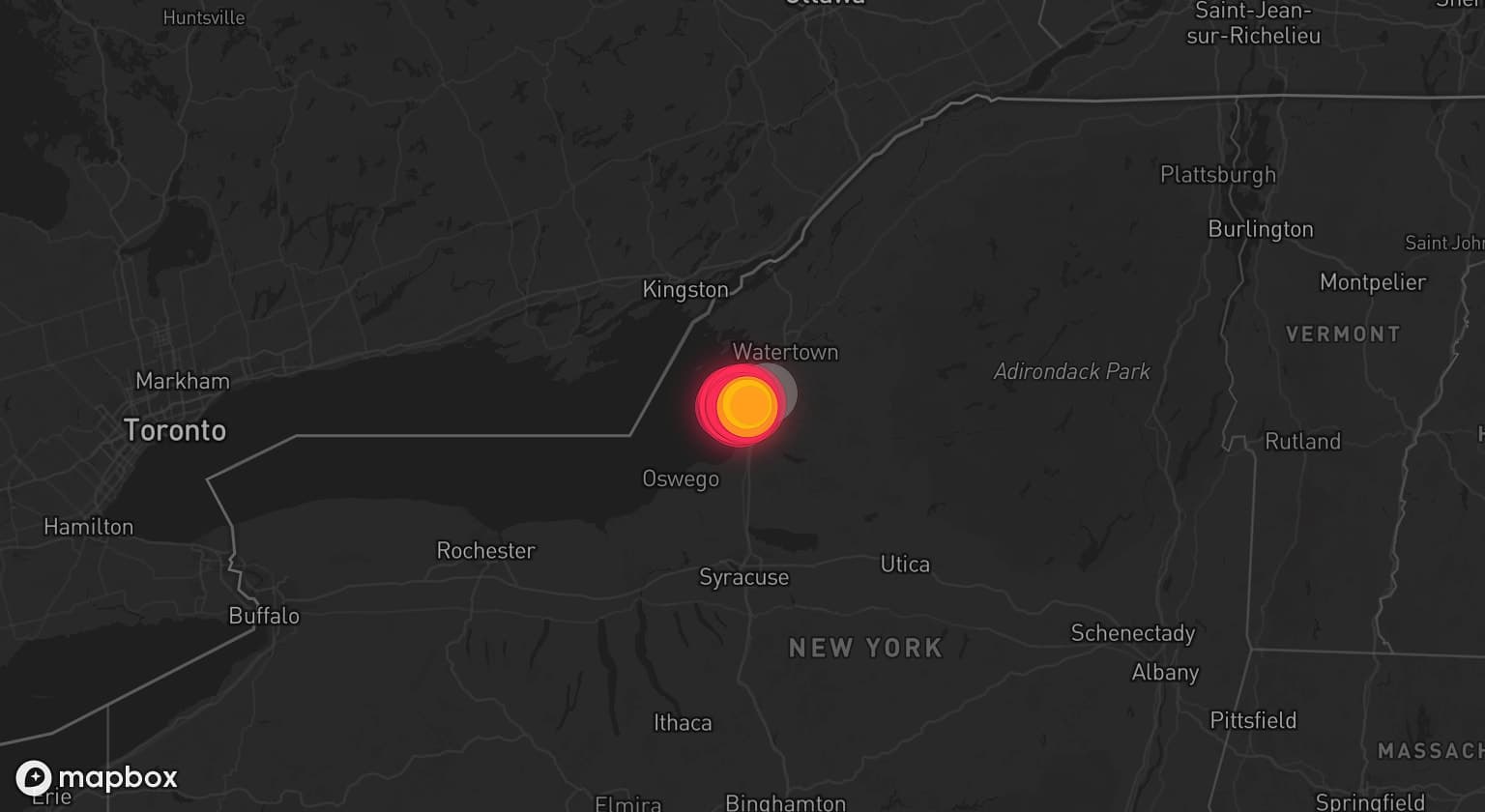 Storm map for the Jefferson County, NY area