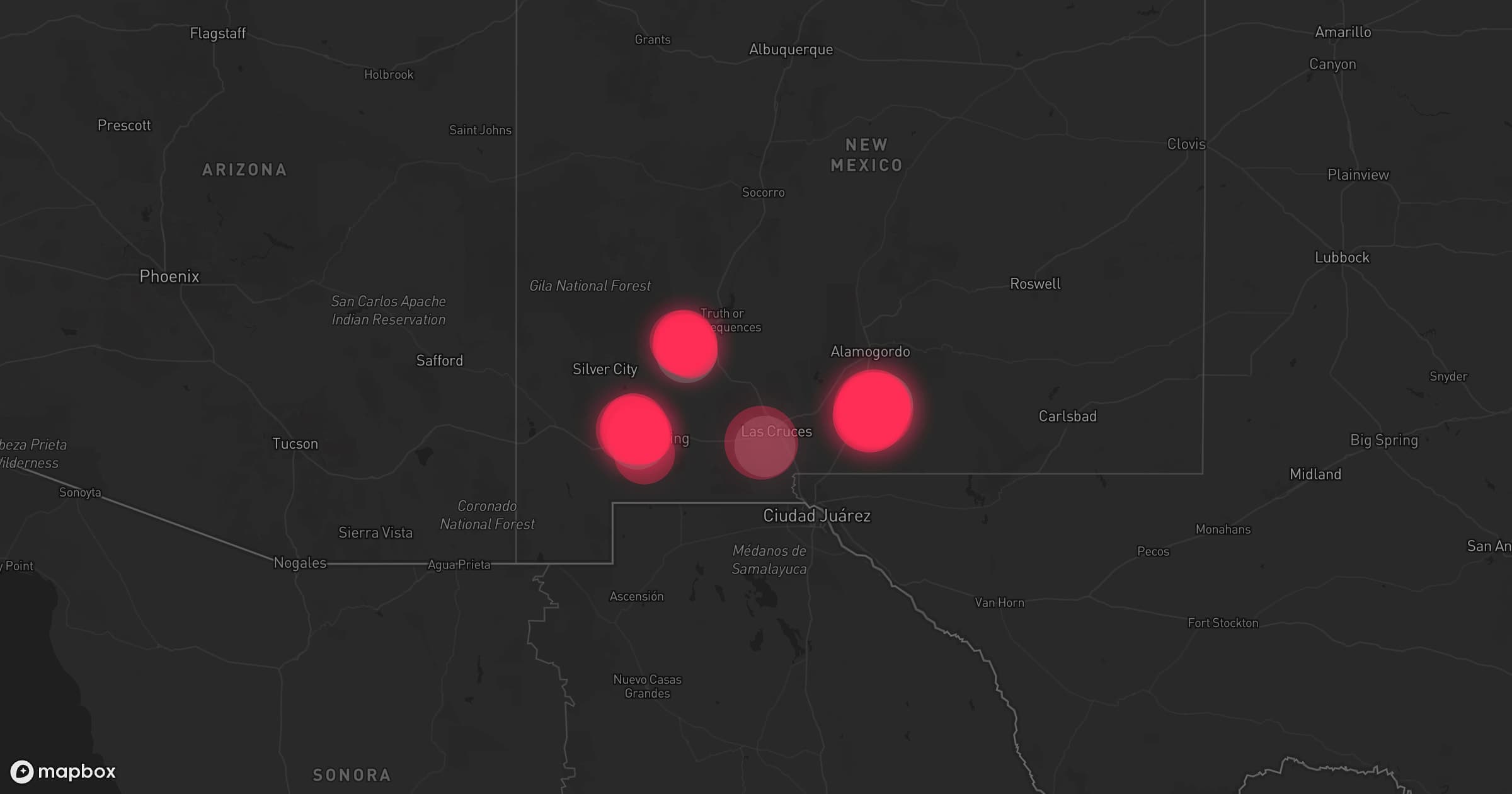 Storm map for 5 areas across New Mexico