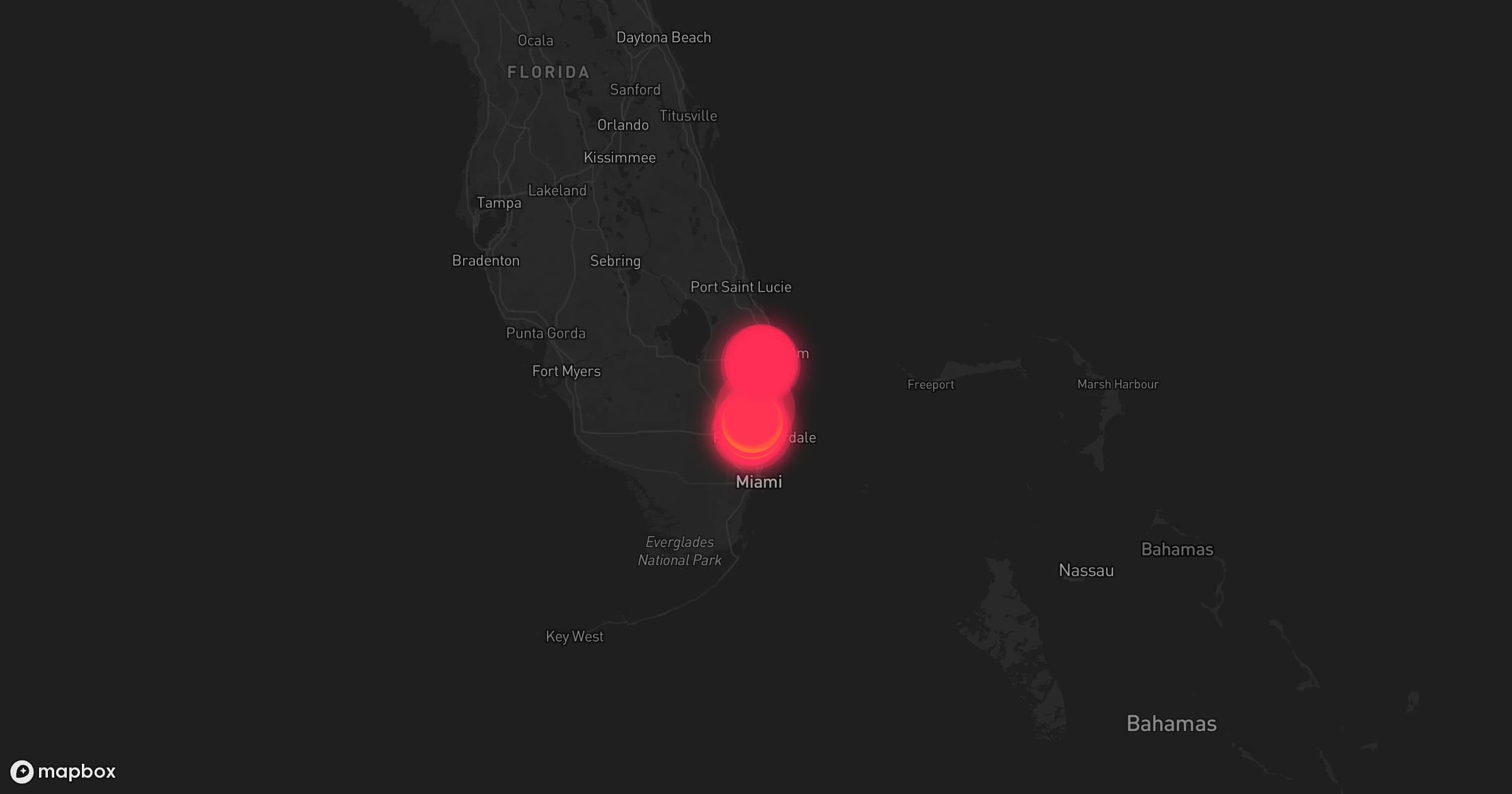 Storm map for 3 areas across Florida