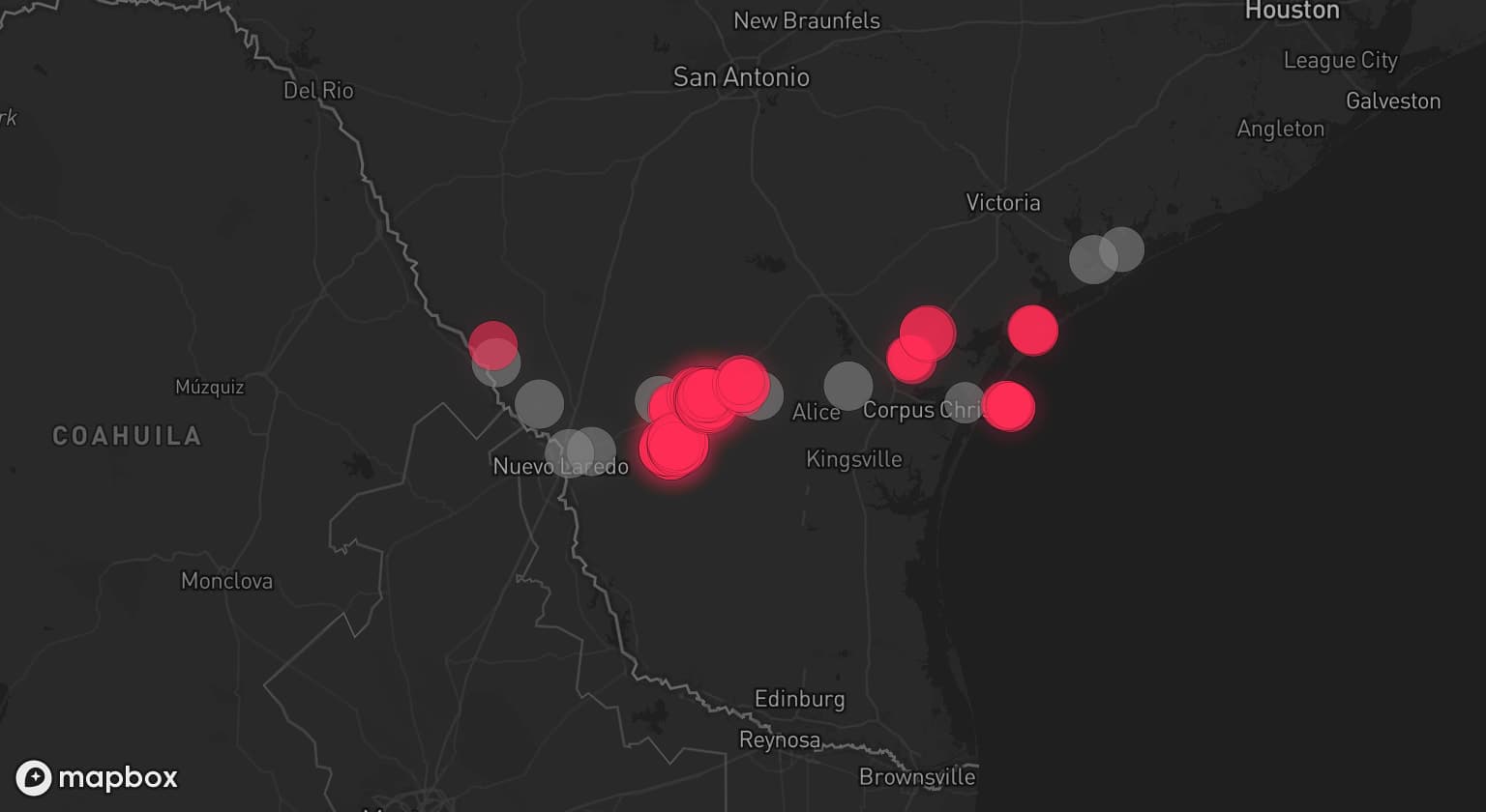 Storm map for 7 areas across Texas