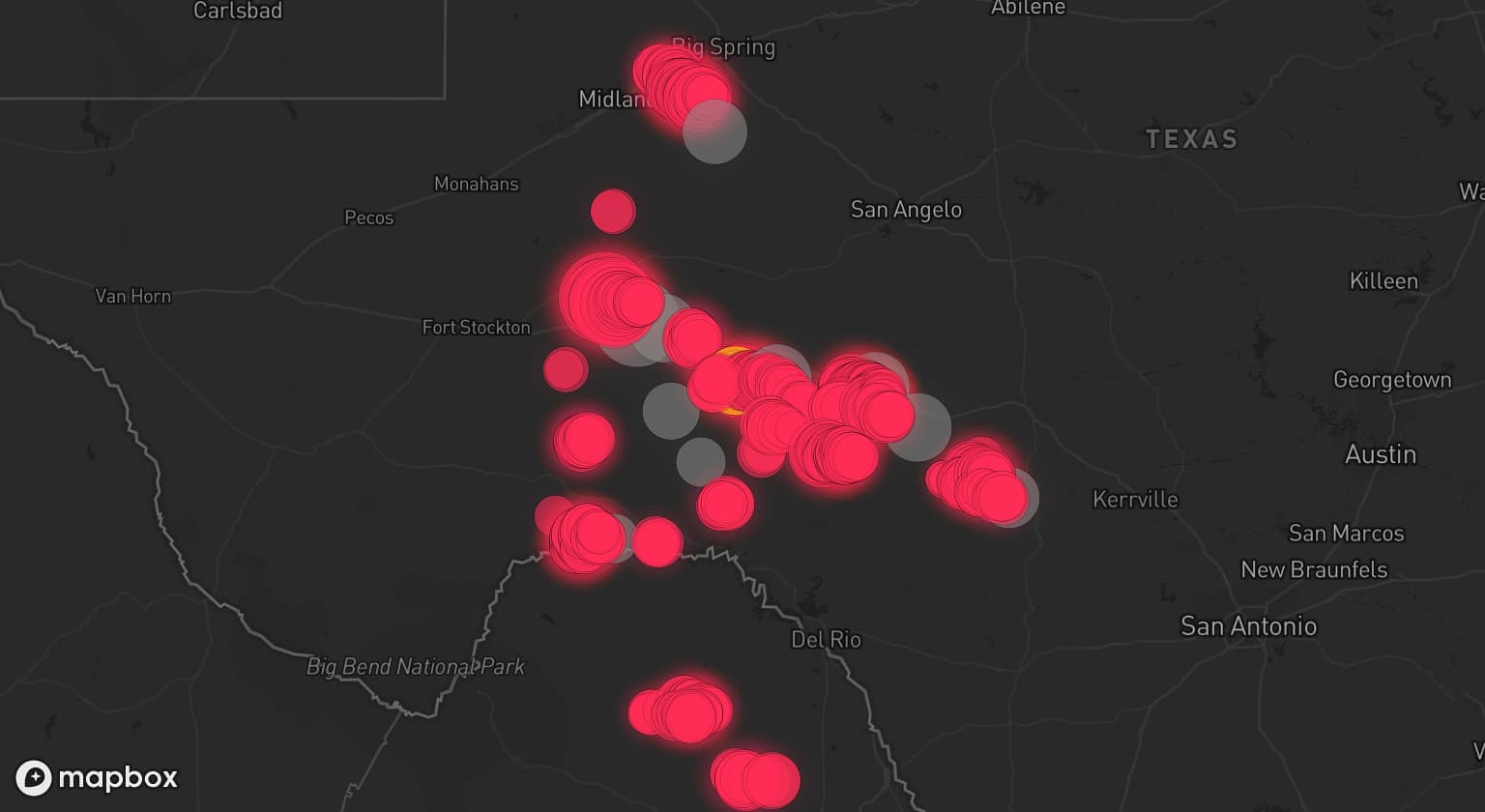 Storm map for 8 areas across Texas