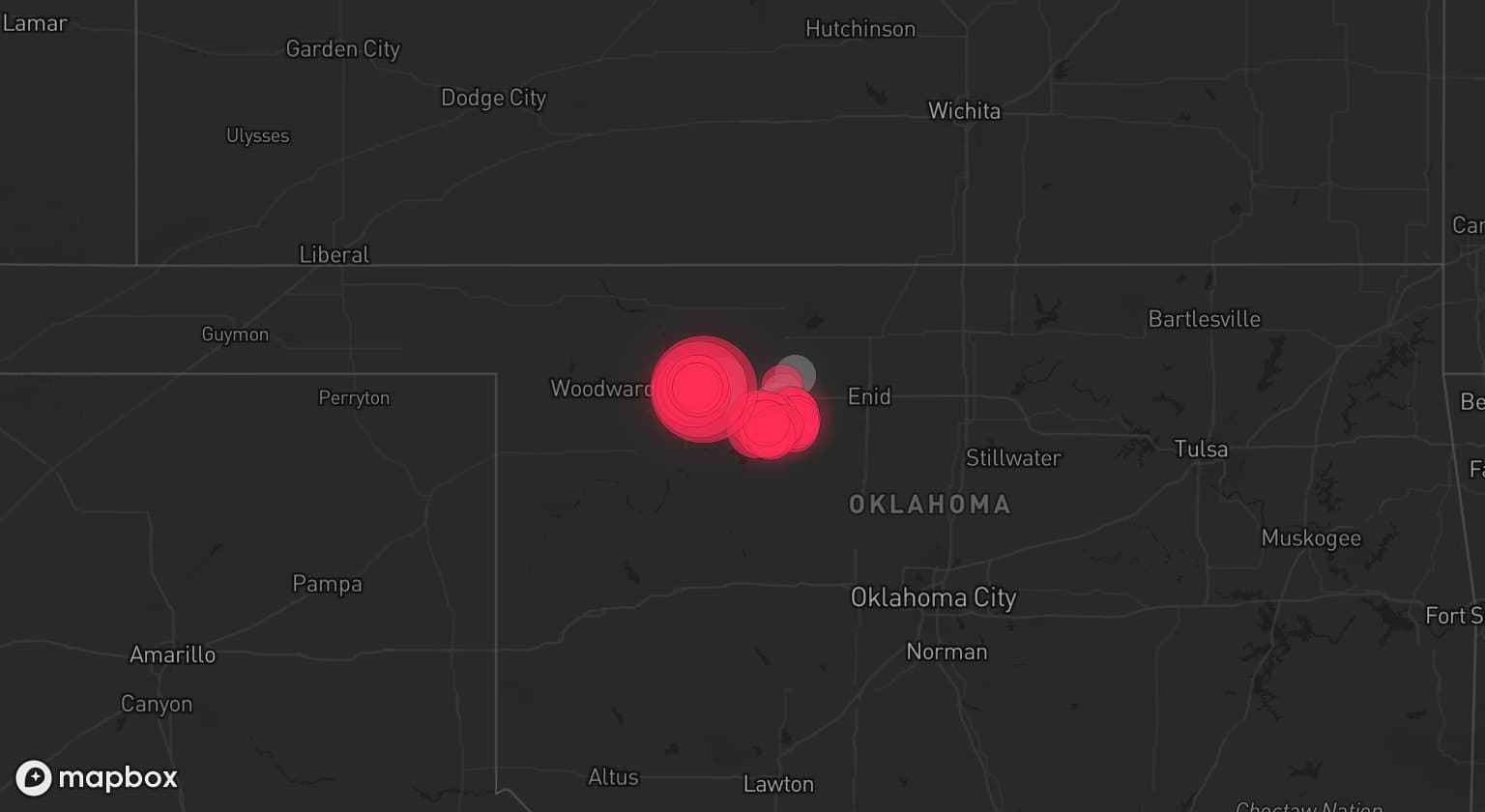 Storm map for 4 areas across Oklahoma