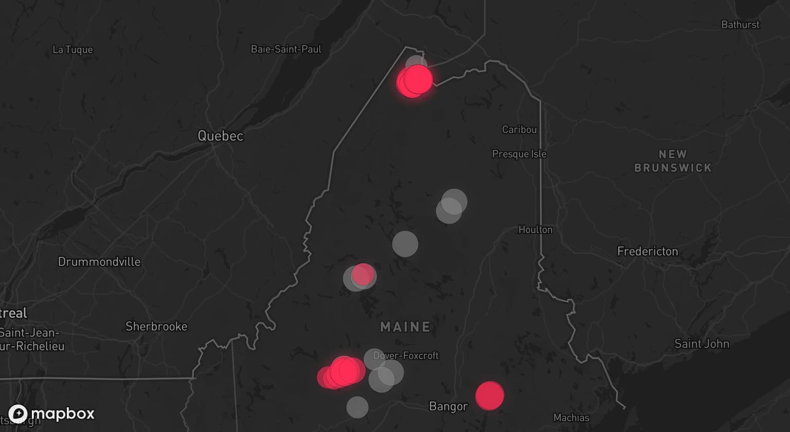 Storm map for 8 areas across Maine