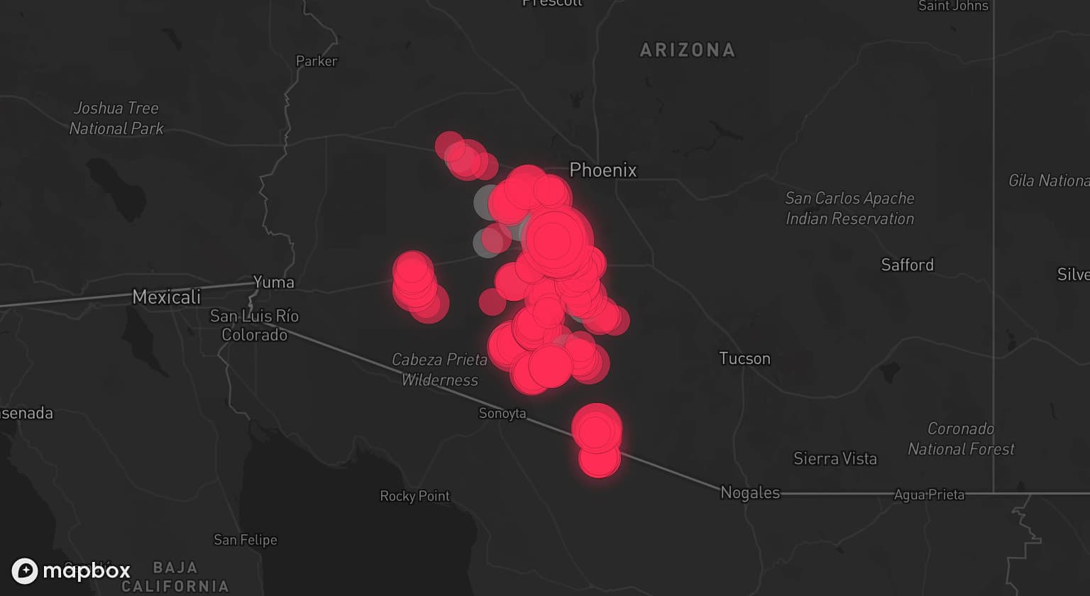 Storm map for 7 areas across Arizona