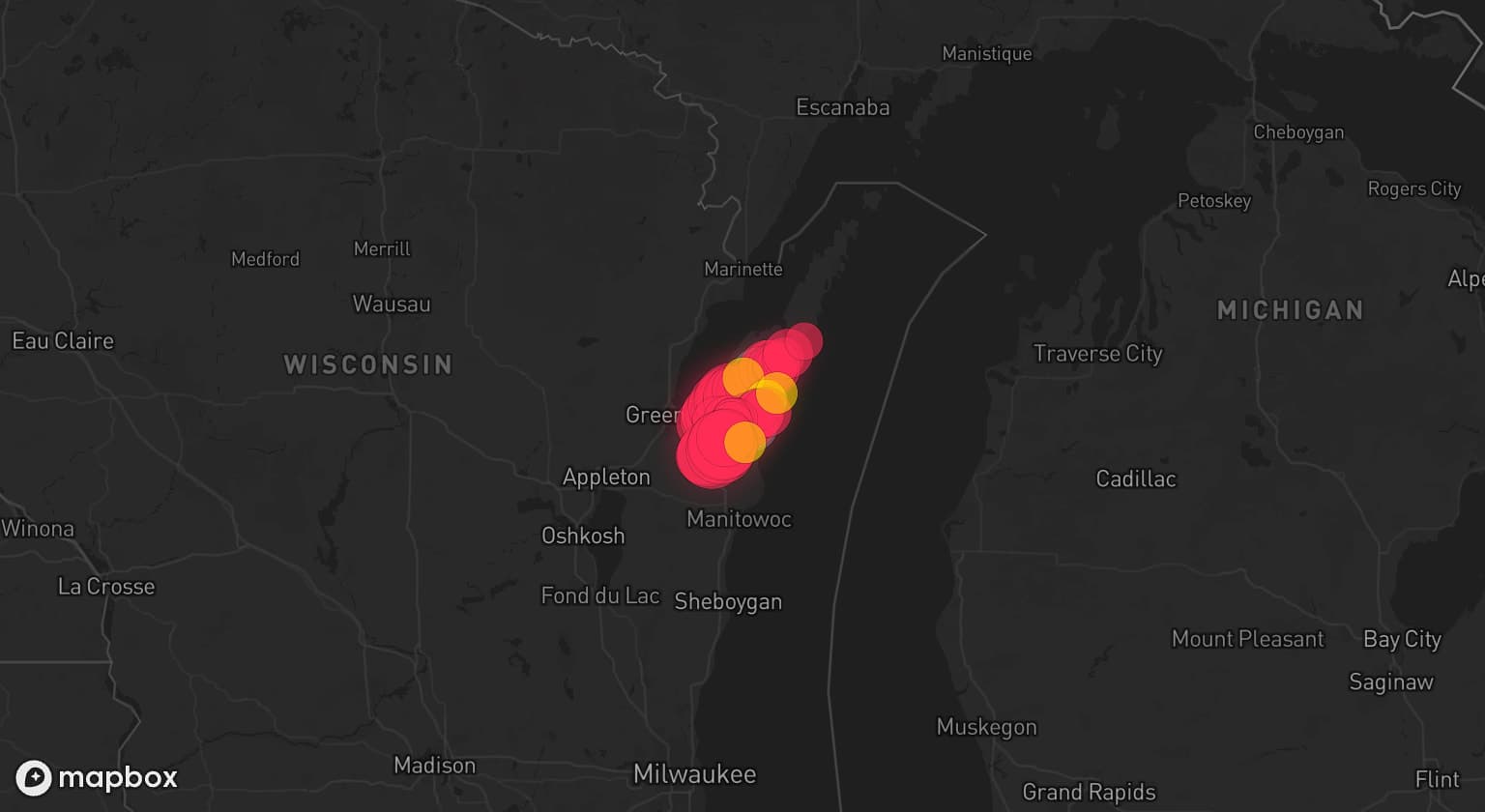 Storm map for 2 areas across Wisconsin
