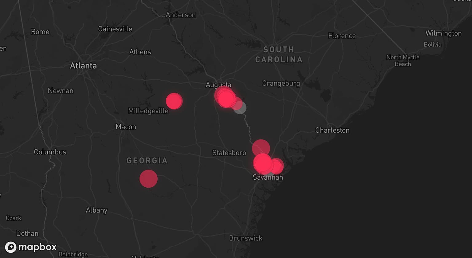 Storm map for 2 areas across South Carolina