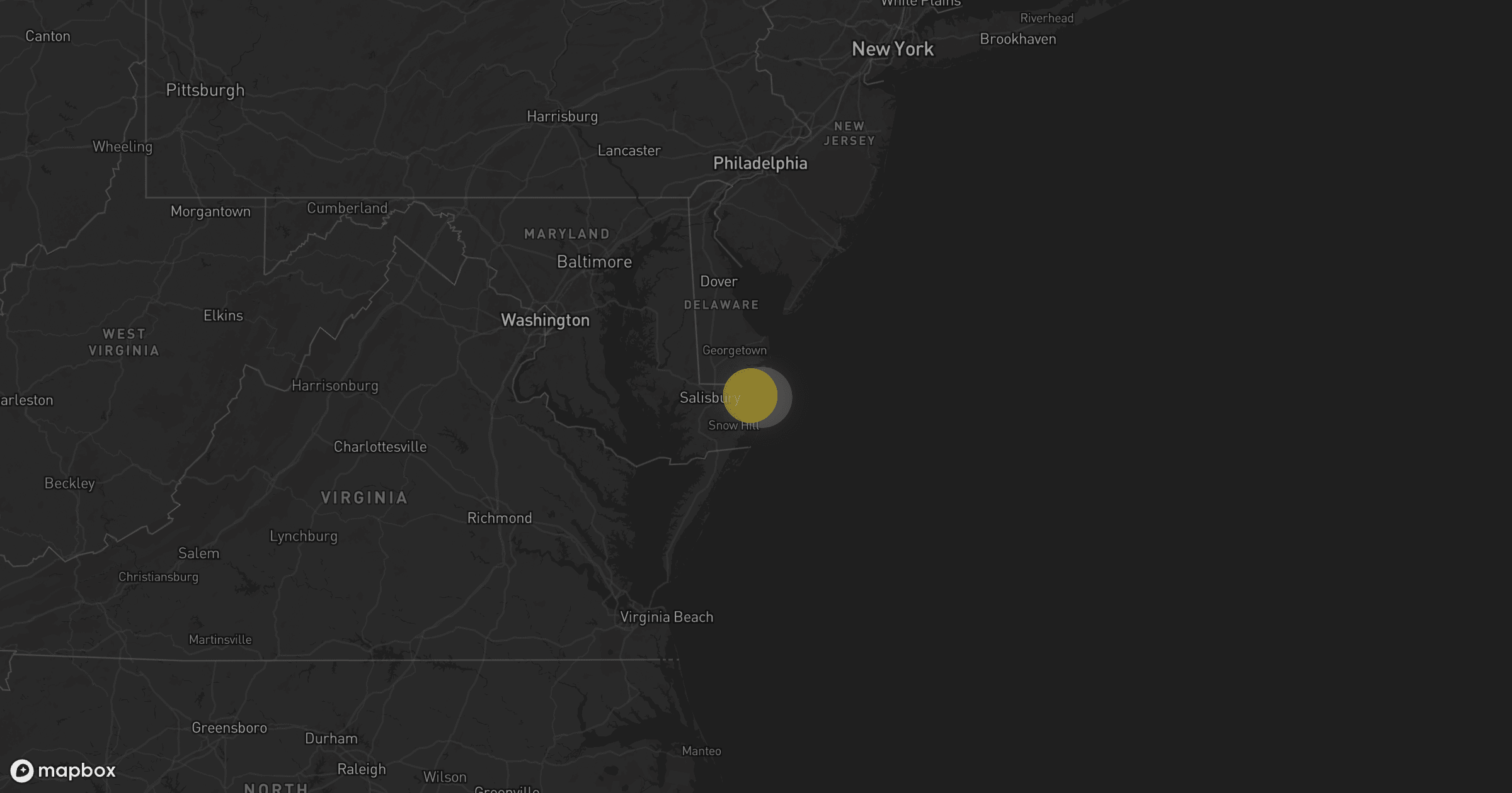 Storm map for 7 areas across Delaware, Pennsylvania, and Maryland
