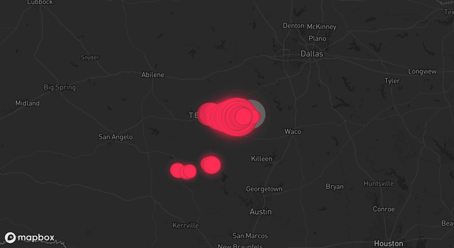 Storm map for 2 areas across Texas