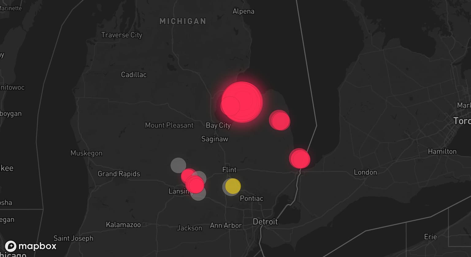 Storm map for 4 areas across Michigan