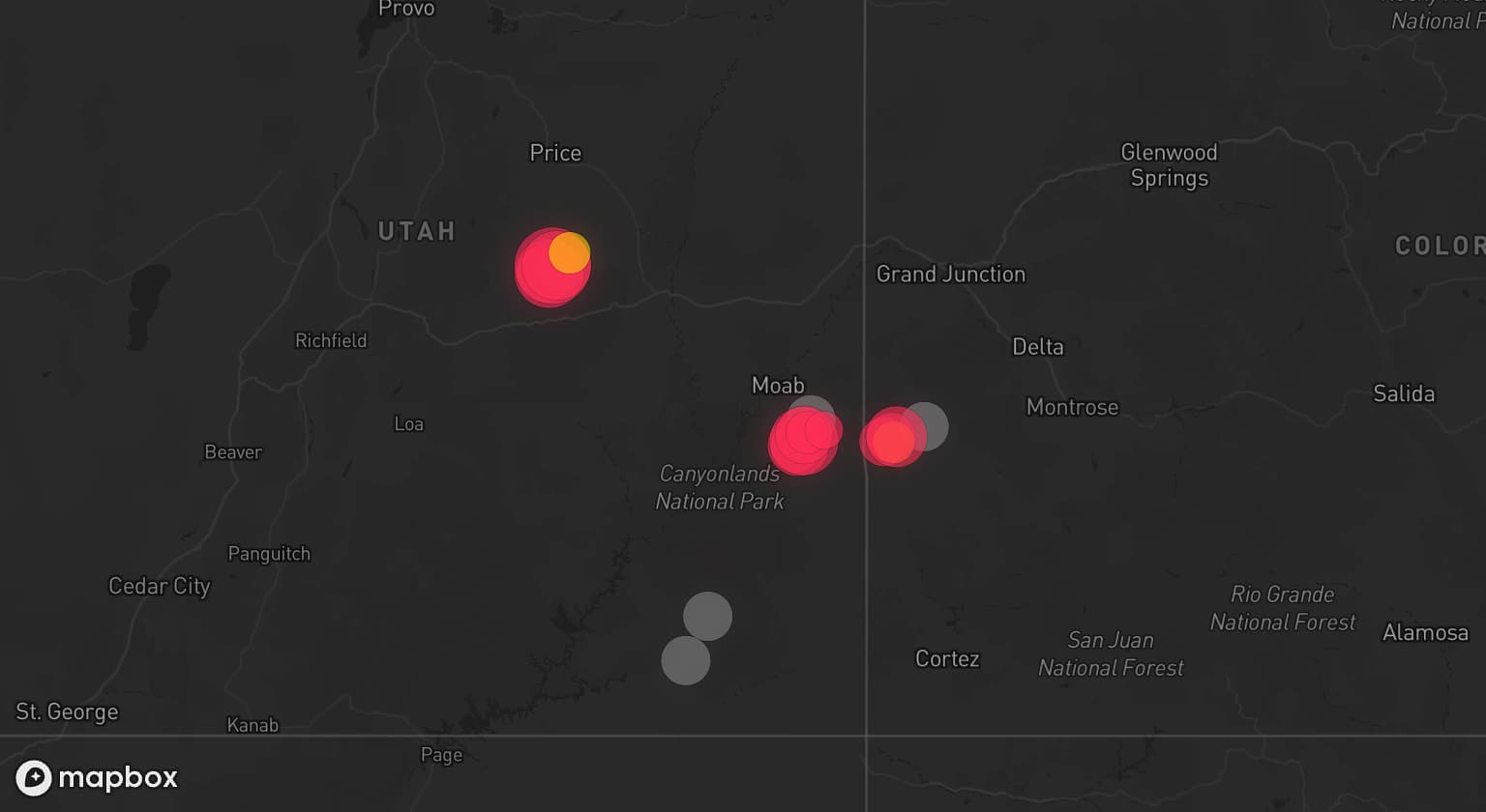 Storm map for 4 areas across Utah and Colorado