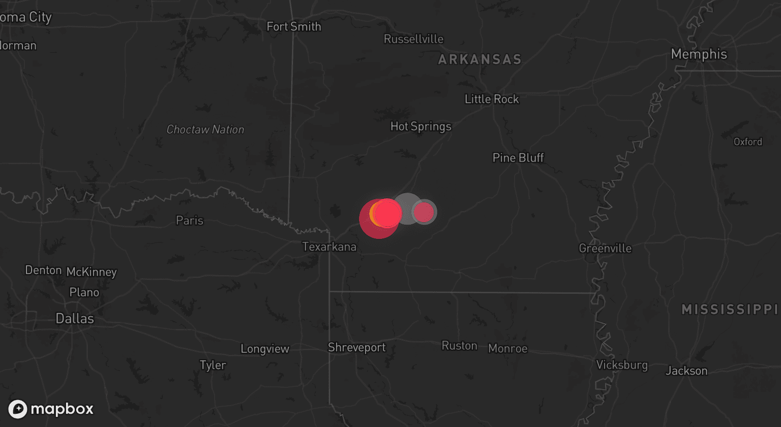 Storm map for 2 areas across Arkansas