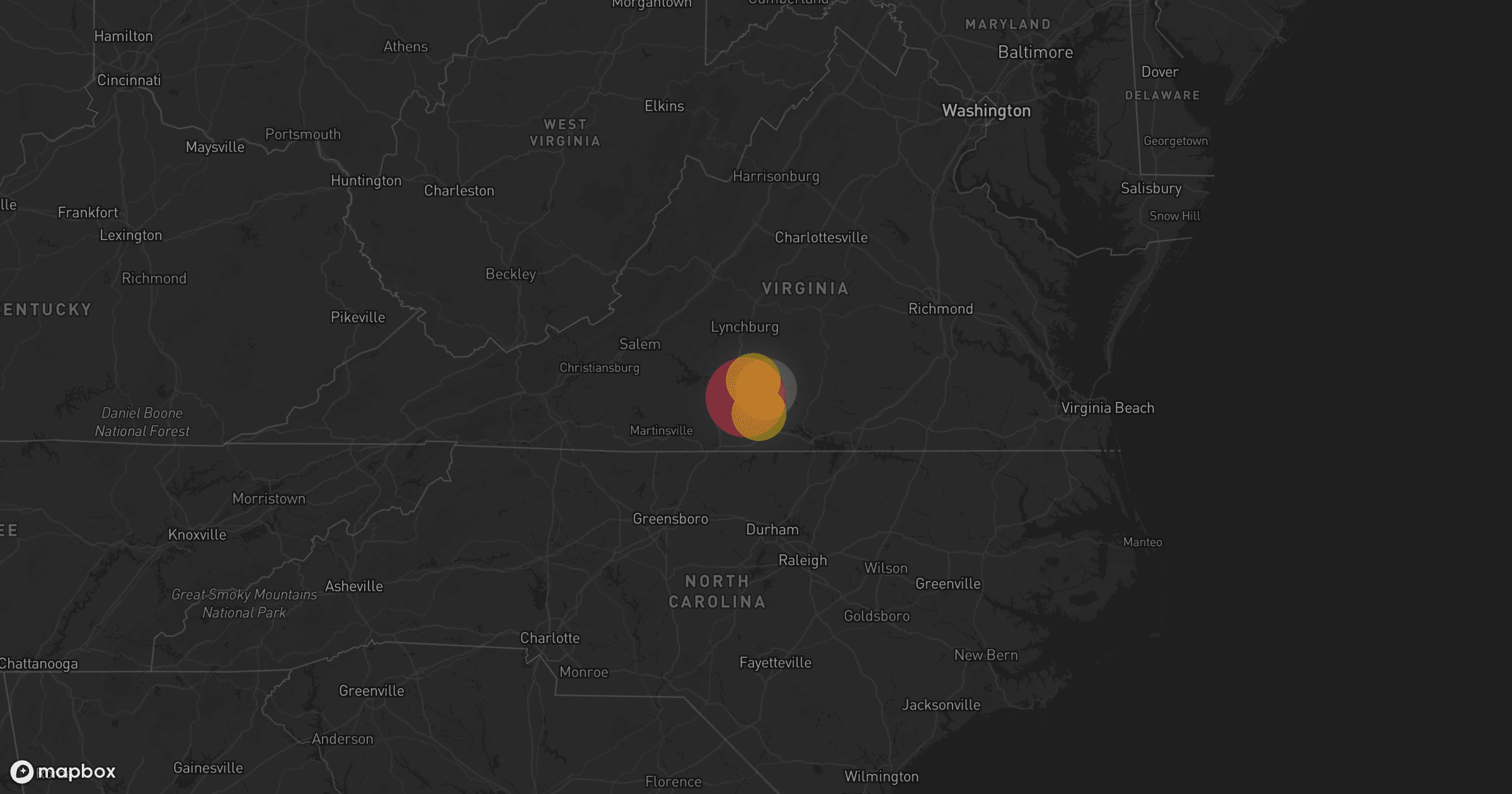 Storm map for the Halifax County, VA area