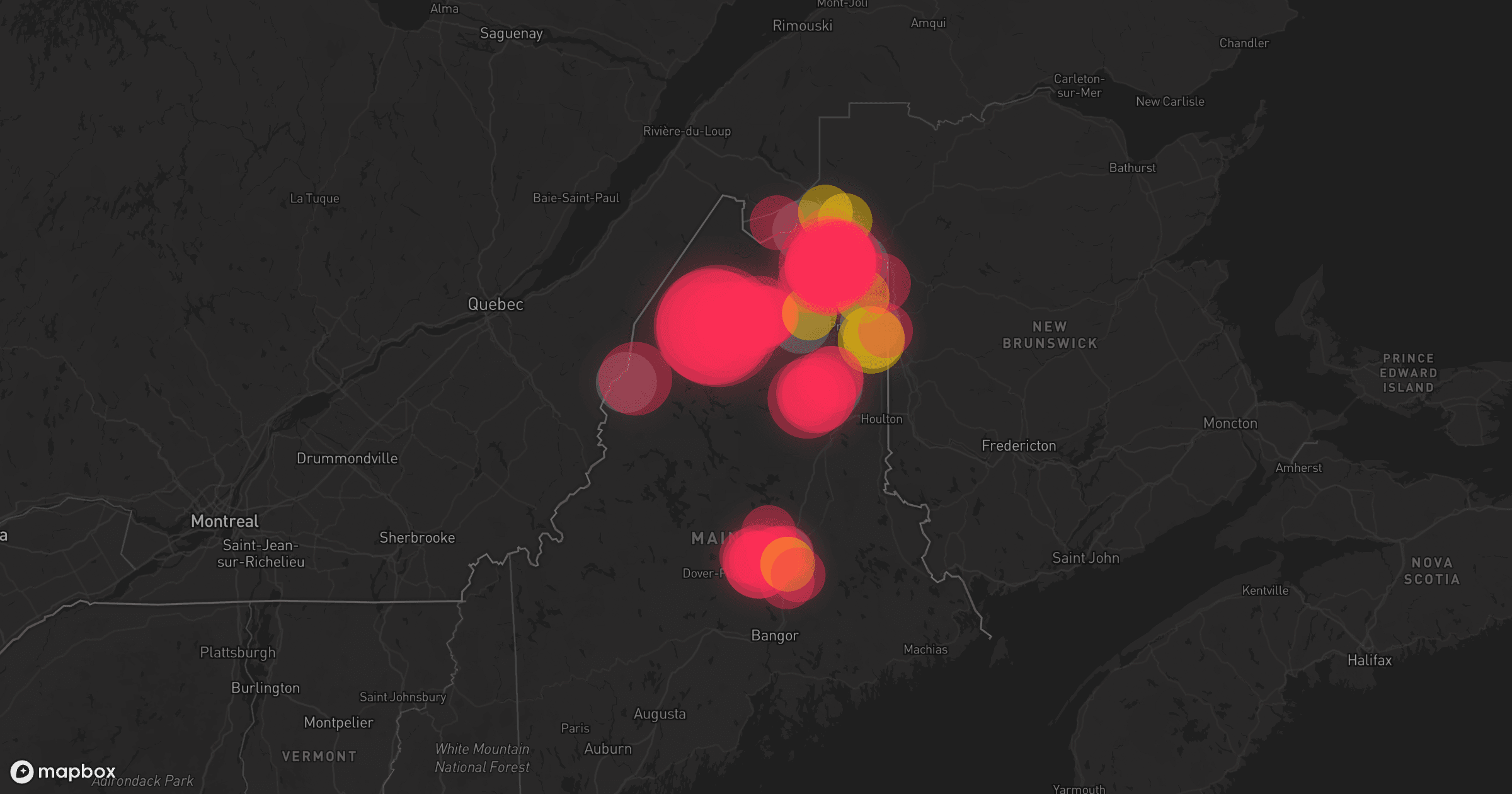 Storm map for 9 areas across Maine