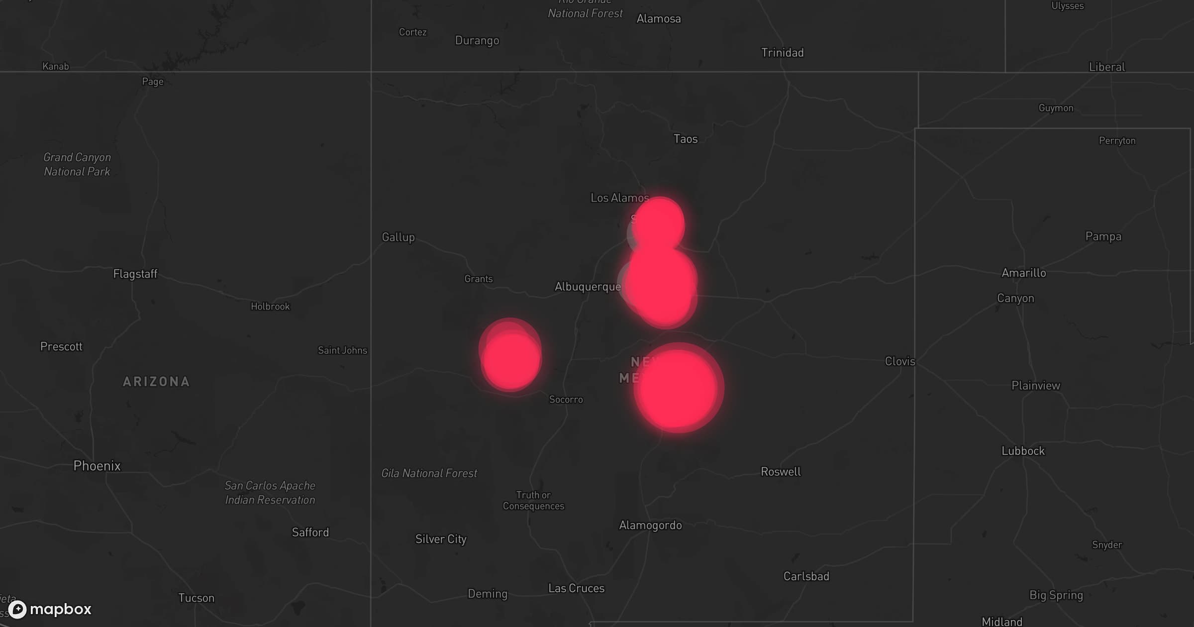 Storm map for 6 areas across New Mexico