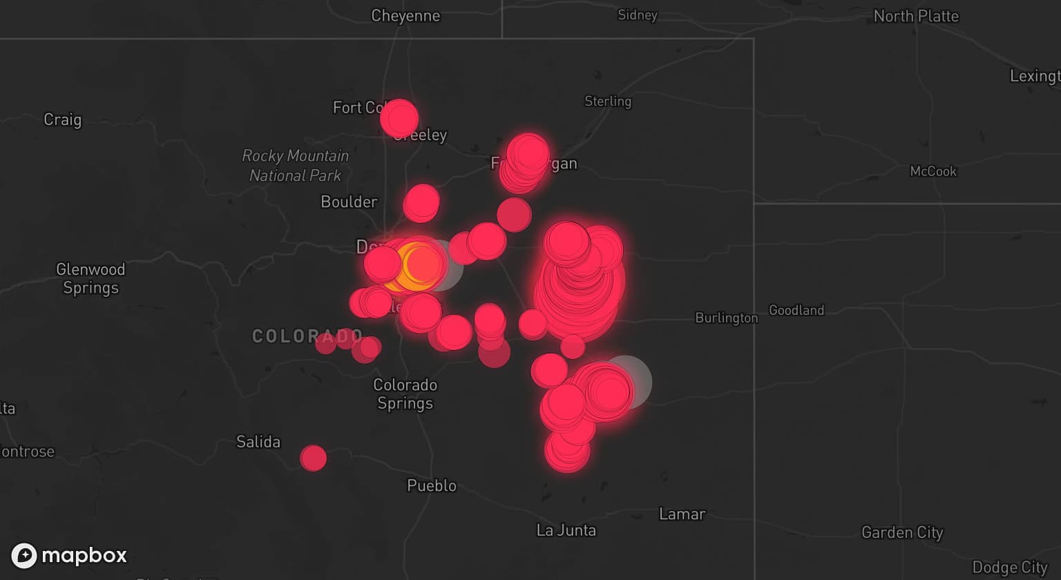 Storm map for 6 areas across Colorado