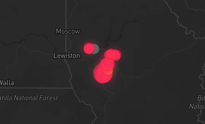 Storm map for 2 areas across Idaho