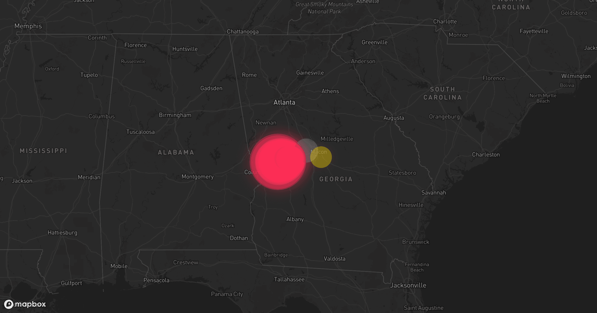 Storm map for 2 areas across Georgia