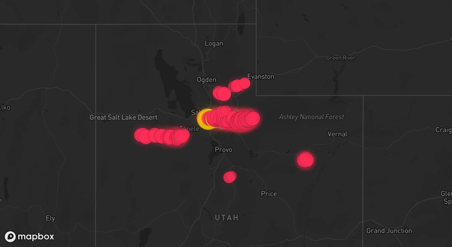 Storm map for 3 areas across Utah