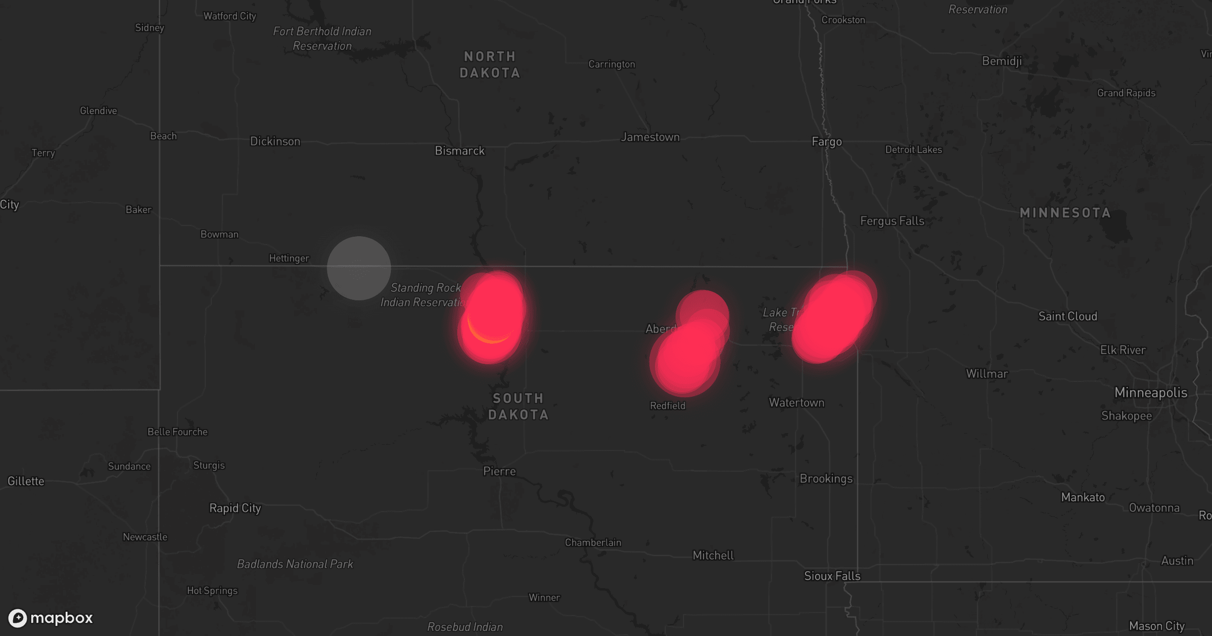 Storm map for 6 areas across North Dakota and South Dakota
