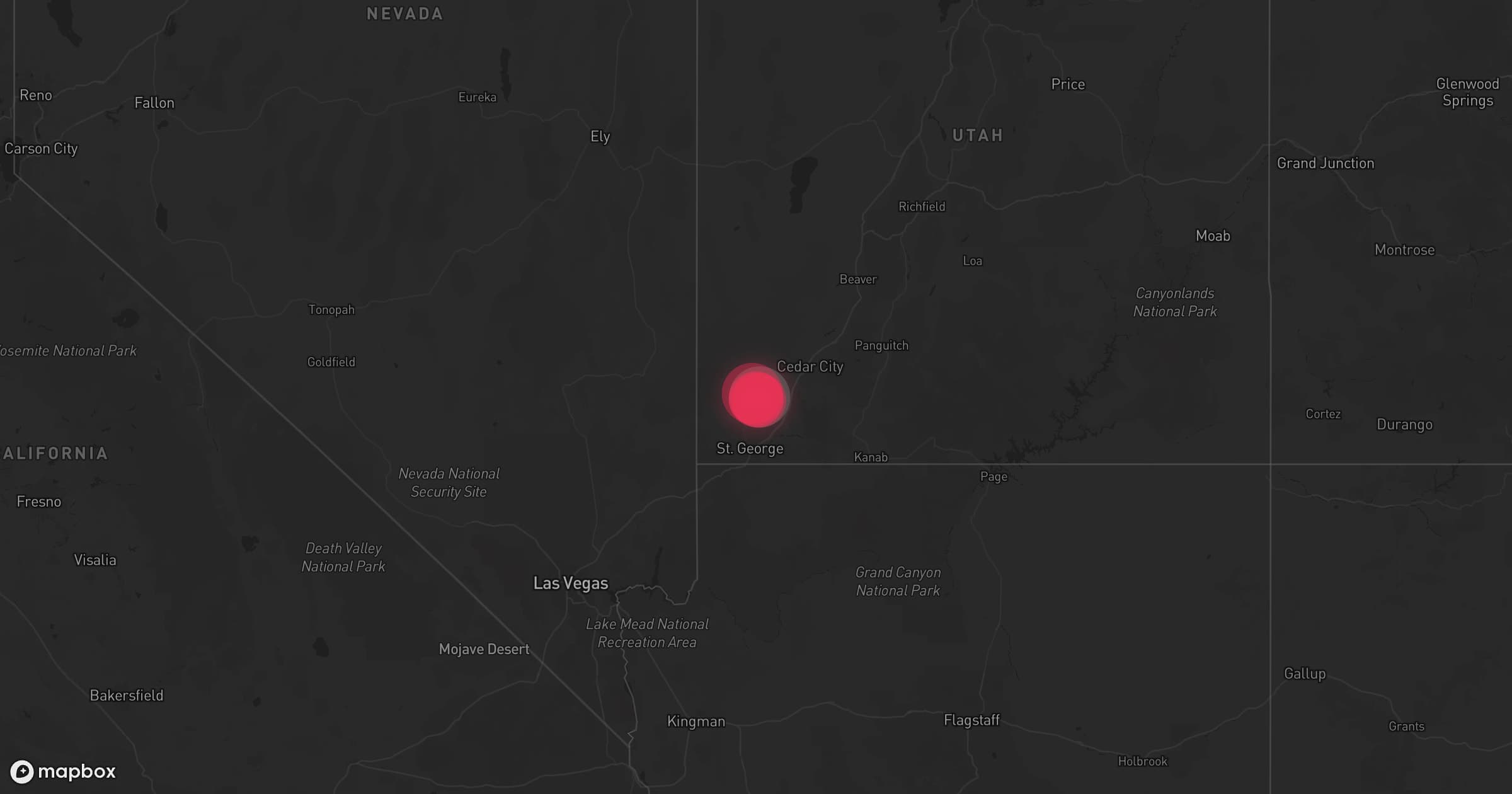 Storm map for 4 areas across Nevada, California, and Utah