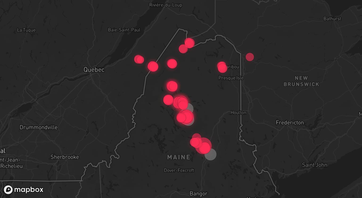 Storm map for 2 areas across Maine