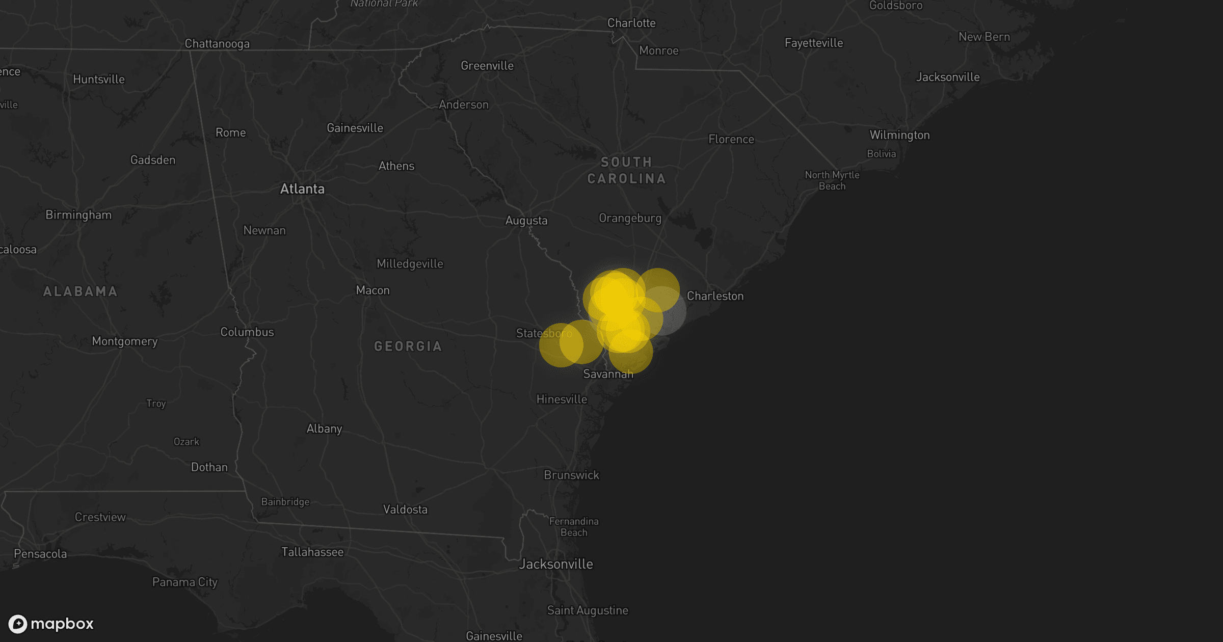Storm map for 2 areas across South Carolina