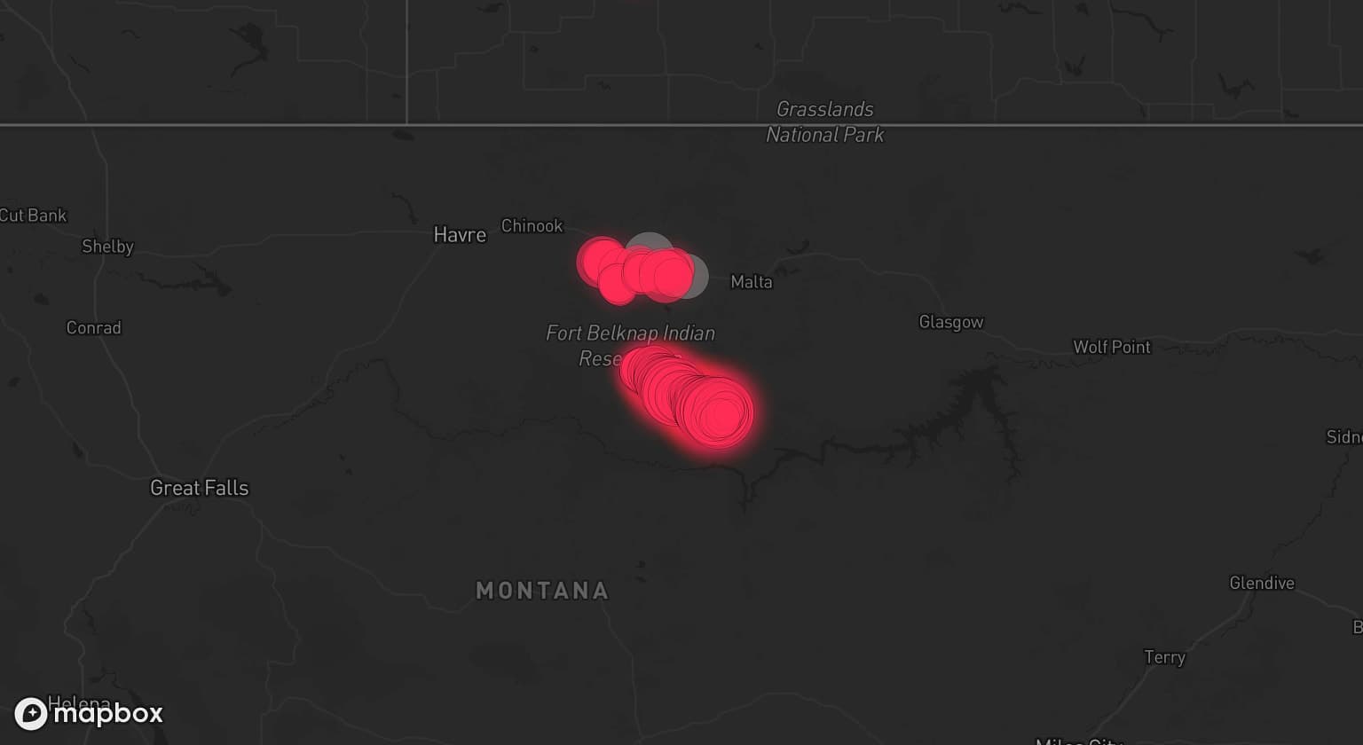 Storm map for 2 areas across Montana