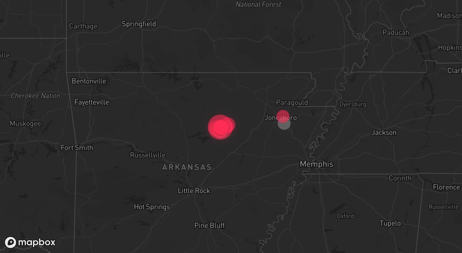 Storm map for 2 areas across Arkansas