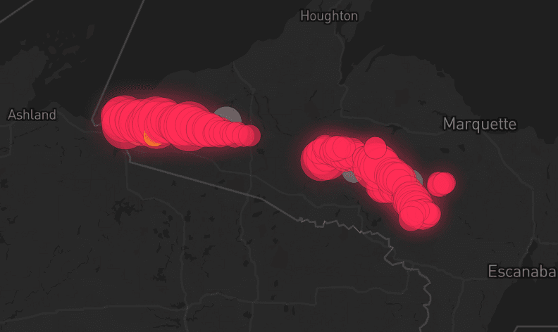 Storm map for 4 areas across Michigan