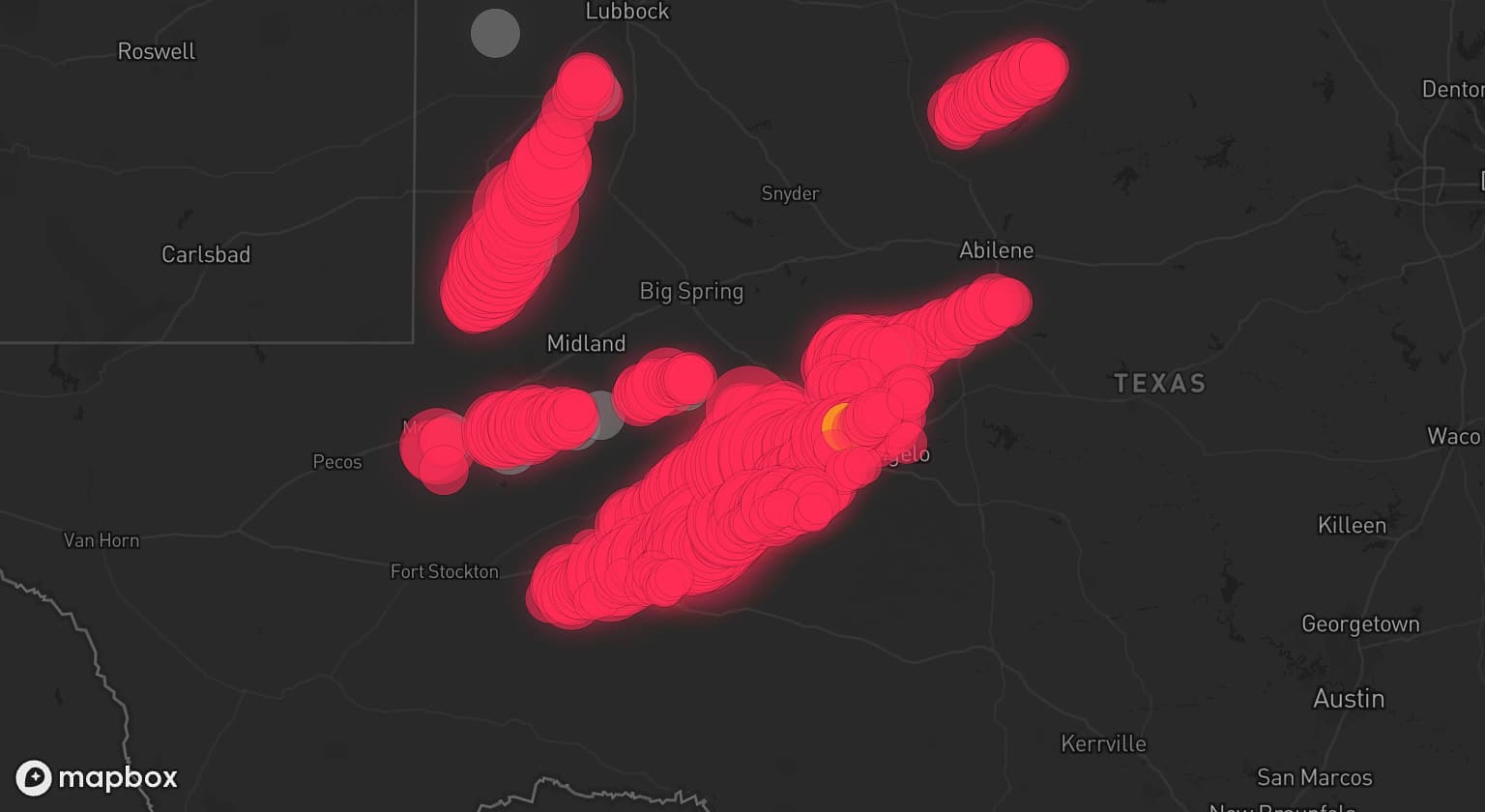 Storm map for 16 areas across Texas