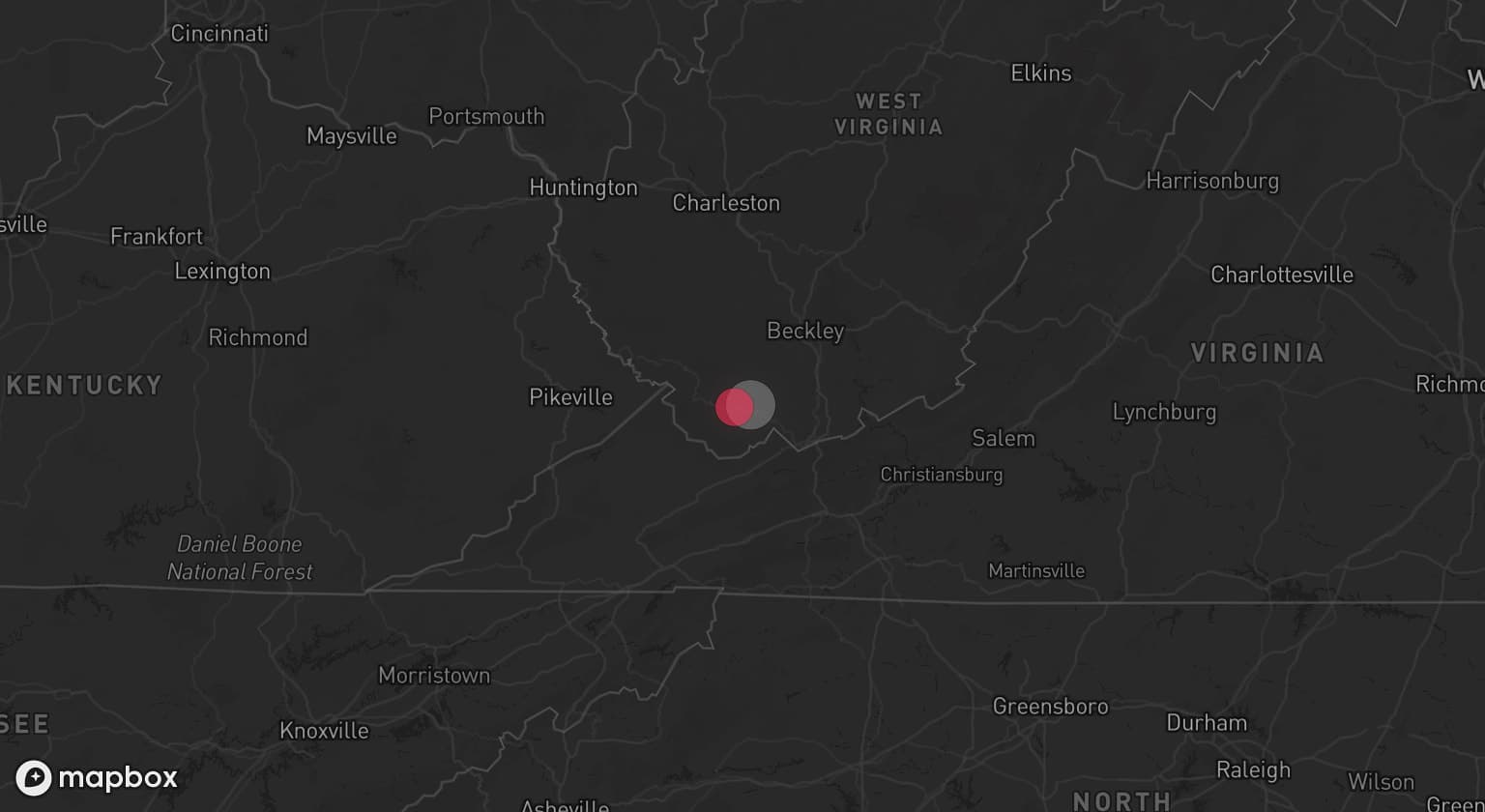 Storm map for the McDowell County, WV area
